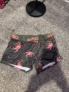 PSD Olive Green Boxer Briefs with Pink Floral Print